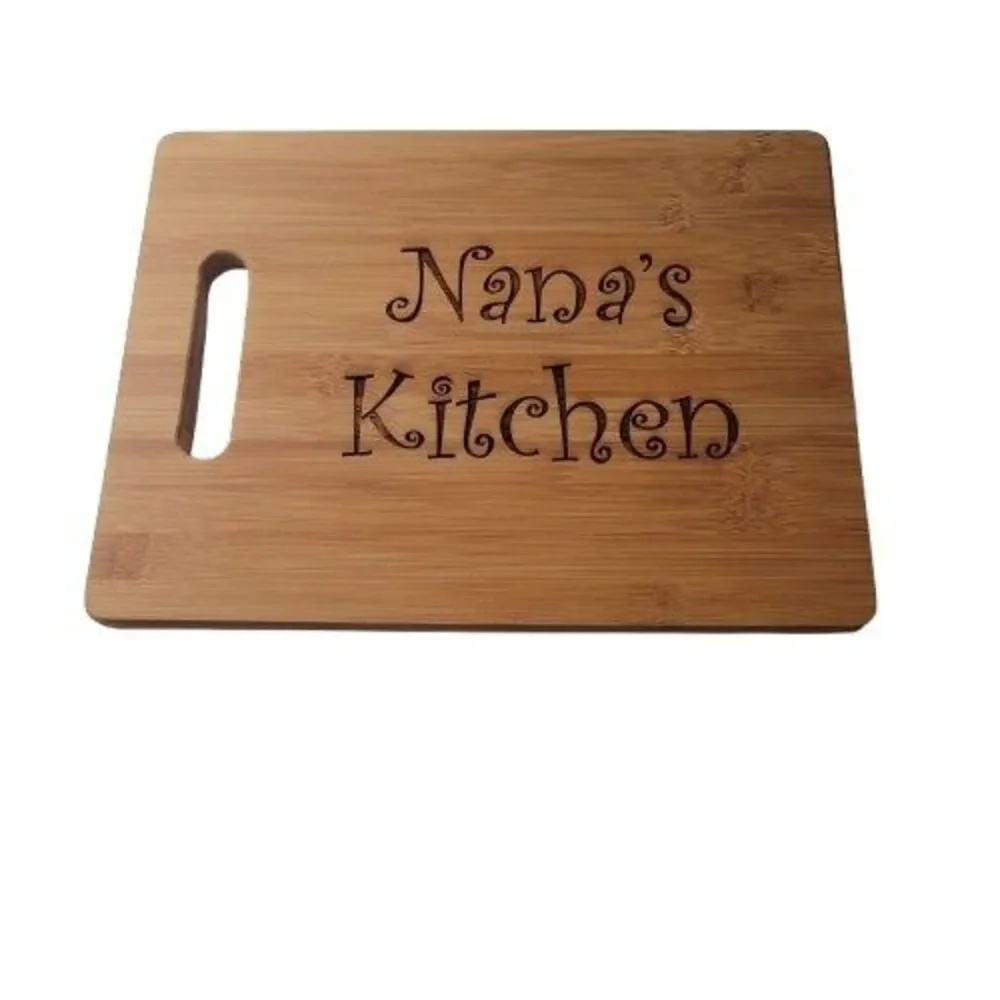 Nana's Kitchen Laser Engraved Custom Bamboo Cutting Board Wedding Housewares